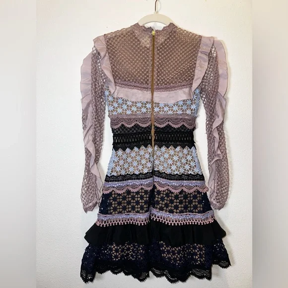 Self-Portrait Bellis Lace Trim Dress With Frilled Sleeves - Picture 13 of 16